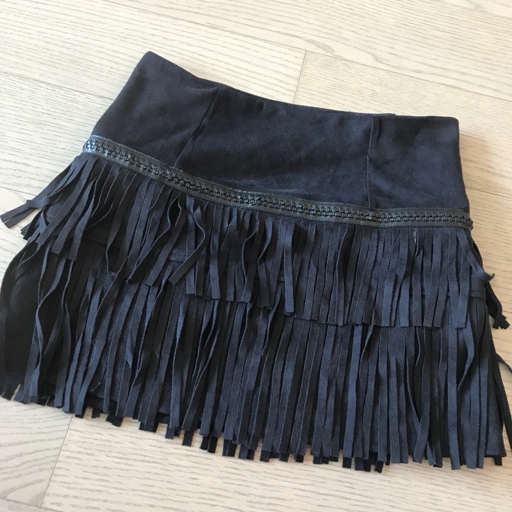 LF suede fringe skirt